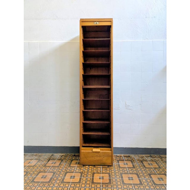 Brown Antique Light Oak Filing Cabinet from Radia Brand, France, 1940s For Sale - Image 8 of 11