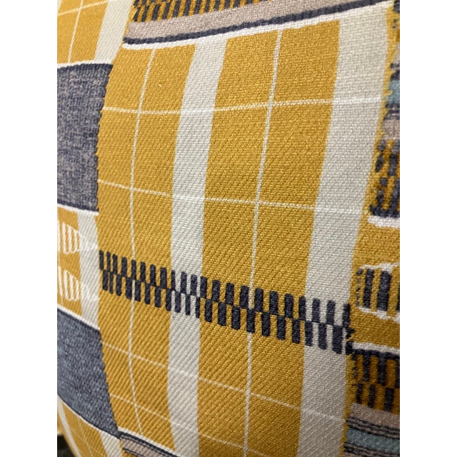 Kente Cloth Teyssier Pillows- a Pair Patchwork Pattern Yellow For Sale - Image 4 of 4
