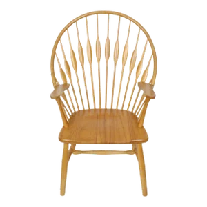 1970s Vintage Hans Wegner Style Ash Peacock Arm Chair