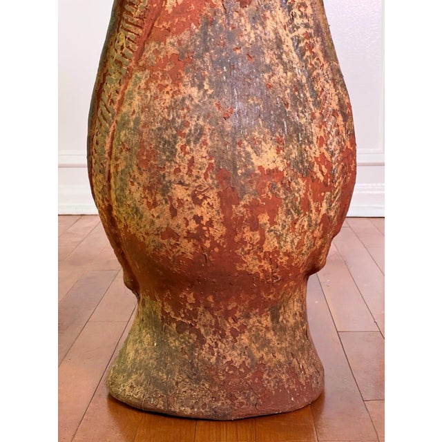 Brown 19th Century Mediterranean Studio Terra Cotta Floor Vase With Stylized Seahorses For Sale - Image 8 of 14