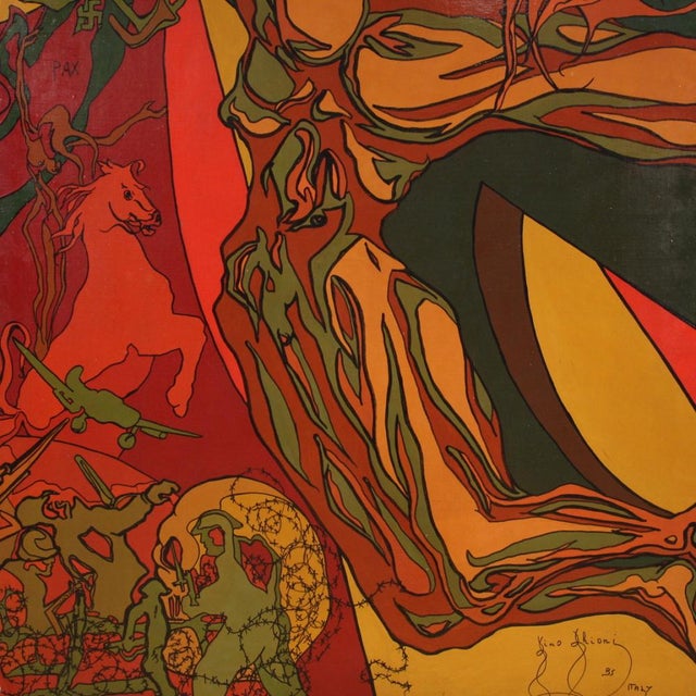 Italian Artist, Surrealist Crucifixion, 1980, Mixed Media on Canvas For Sale - Image 10 of 16