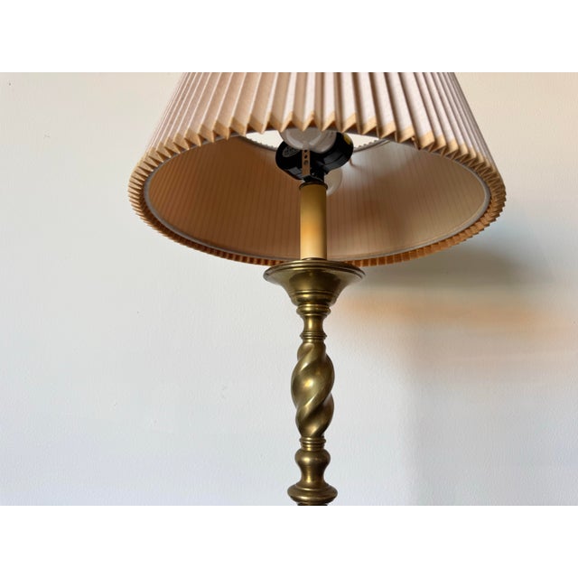 Brass 1970s Vintage Chapman Heavy Brass Double Socket Table Lamp For Sale - Image 8 of 11