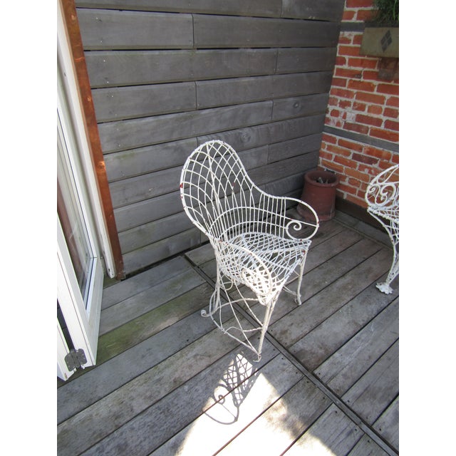 Victorian Rare English Gothic Regency Wirework and Wrought Iron Garden Bench 1820s For Sale - Image 3 of 13