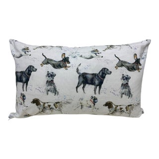 Large Bolster Pillow Joyfully Decorated With a Pack of Frolicking Dogs - Made in Uk. For Sale