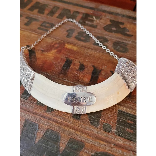 Antique British Colonial Sterling & Antler Port Decanter Tag For Sale In New York - Image 6 of 7