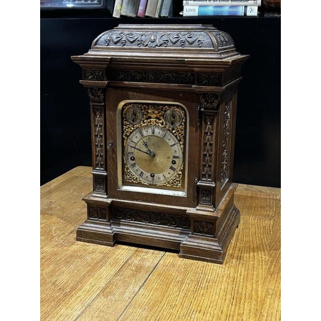 Large Victorian Oak Westminster Chime Clock from Winterthalder & Hoffmier For Sale - Image 13 of 18
