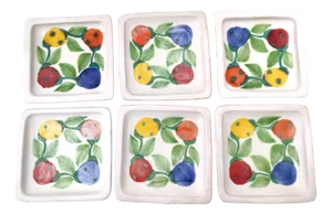 Vintage Hand-Crafted Square Earthenware Plates from De Simone, Italy, 1964, Set of 6