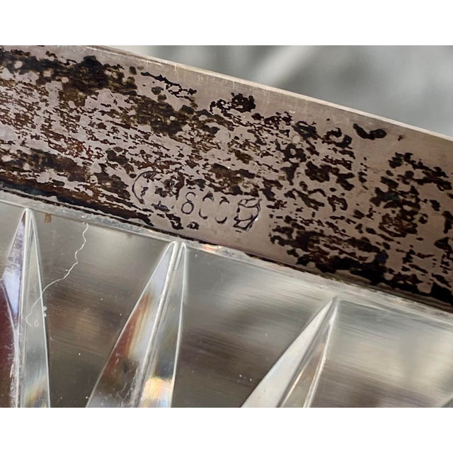 H. Meyen German 800 Silver Rimmed Deeply Brilliant Cut Glass Round Center Bowl For Sale - Image 11 of 11