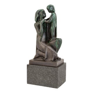 Joseph Csáky, Mother with Her Child, Bronze on Granite Base For Sale