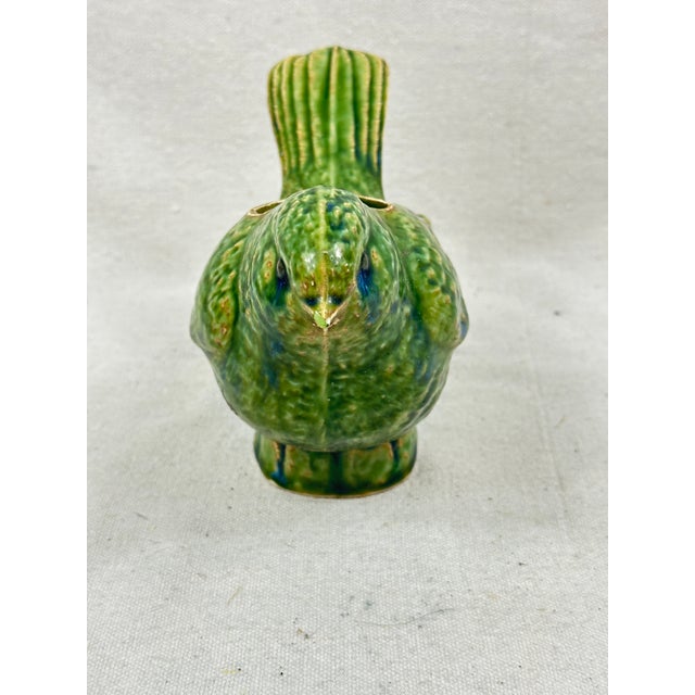 Vintage Green Glazed Bird Watering Jug For Sale - Image 4 of 11