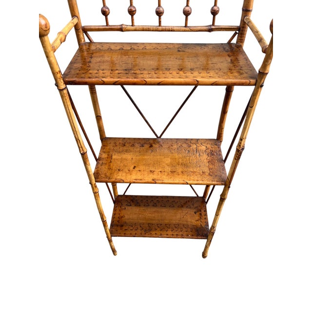 Wood Early 20th Century Victorian English Burnt Bamboo Bookshelf For Sale - Image 7 of 16