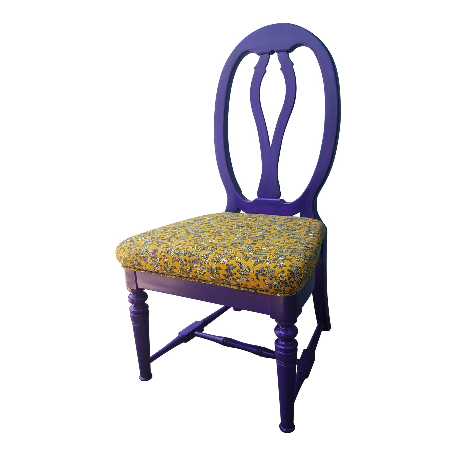Vintage Floral Upholstered Purple Side Chair Chairish