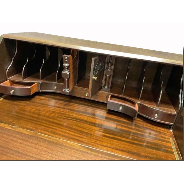1940s Beautiful Maddox Furniture Mahogany Secretary Desk – Classic Serpentine Front For Sale In Raleigh - Image 6 of 8