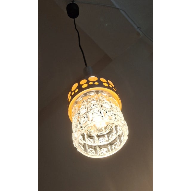 1970s Vintage Ceiling Lamp with Clear Relief Glass Shade & Chrome-Plated Mount, 1970s For Sale - Image 5 of 7