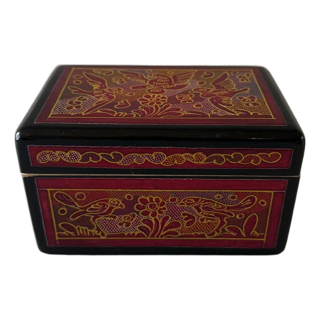 Vintage Olinala Hand Painted Small Box For Sale