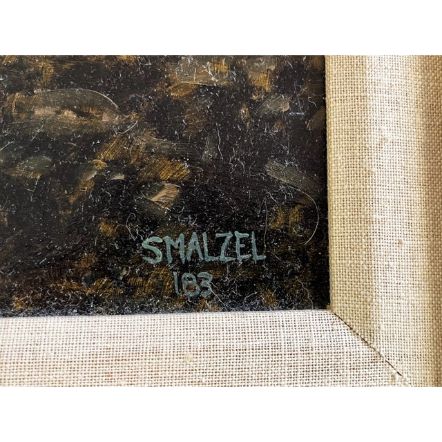 Green Original Stephen Smalzel Framed Oil Painting on Board 'Rocky Mountains' For Sale - Image 8 of 13