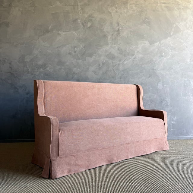 Not Yet Made - Made To Order Brussels Slip Covered Settee Bench For Sale - Image 5 of 9