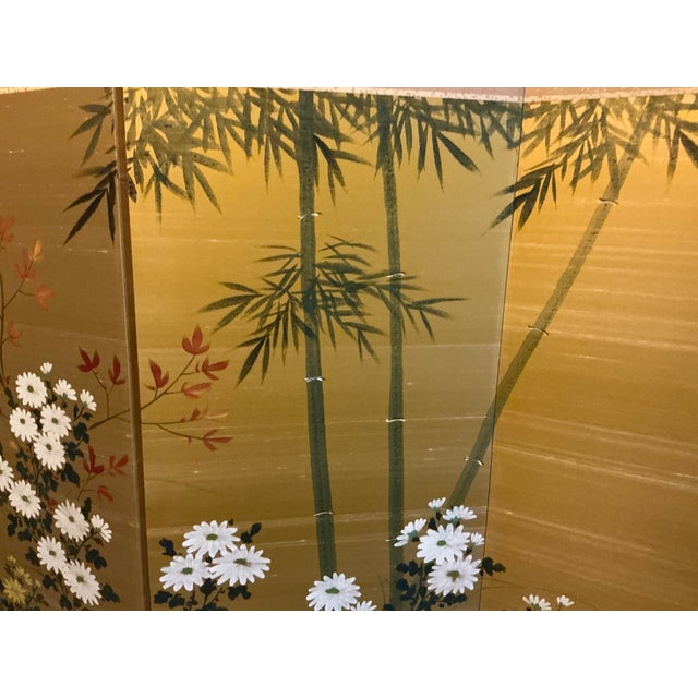 Ivory Stunning Japanese Four‑Panel Gilt Screen,Signed For Sale - Image 8 of 12