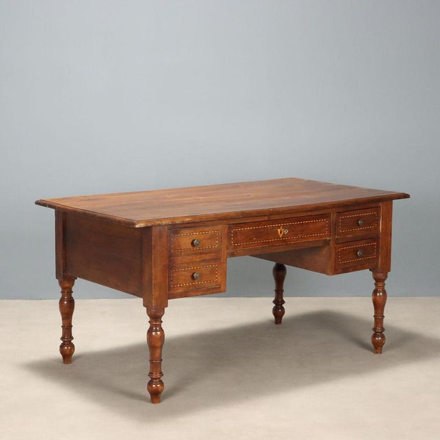 Italian Writing Desk in Walnut For Sale - Image 11 of 11