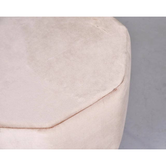 Champagne Mid Century Italian Octagonal Stool in Champagne Velvet For Sale - Image 8 of 10