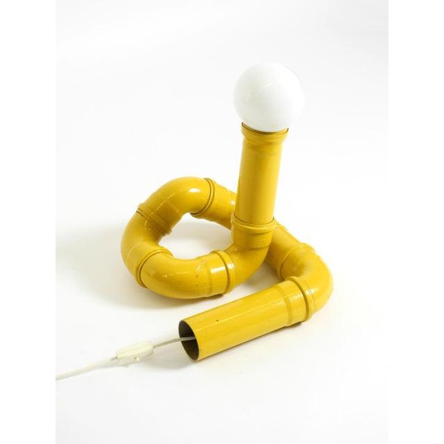 Pop Art Yellow Table Lamp with Plastic Tubing by Wavin, 1970s For Sale - Image 10 of 18