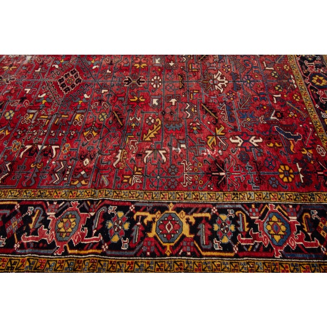 1960s Vintage Heriz Red Handmade All-Over Wool Rug For Sale In New York - Image 6 of 7