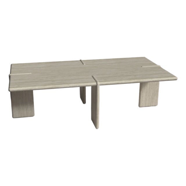 Luna Rectangular Travertine Coffee Table 55" For Sale