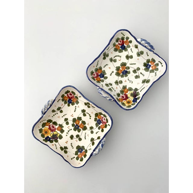 Farmhouse Vintage Italian Ceramic Hand Painted Botanical Catch All For Sale - Image 3 of 7