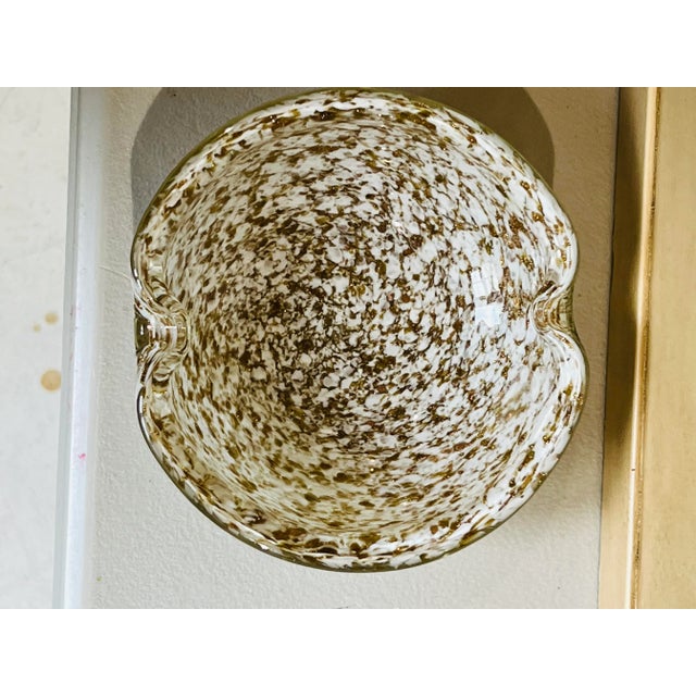 Vintage Hollywood Regency Murano blown glass bowl with gold flecks. Perfect catchall by a sink or the front hall. Great...