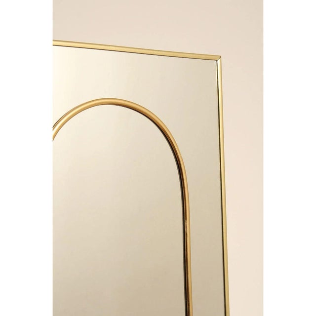 Brass 1970s Two Panel Double Sided Mirror Screen / Room Divider For Sale - Image 8 of 12
