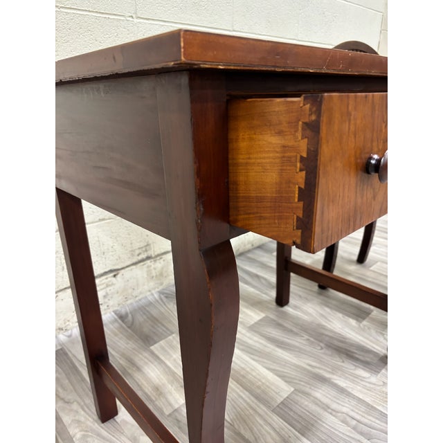 Antique American Empire Mahogany Writing Desk With Lyre Back Needlepoint Chair For Sale - Image 4 of 13