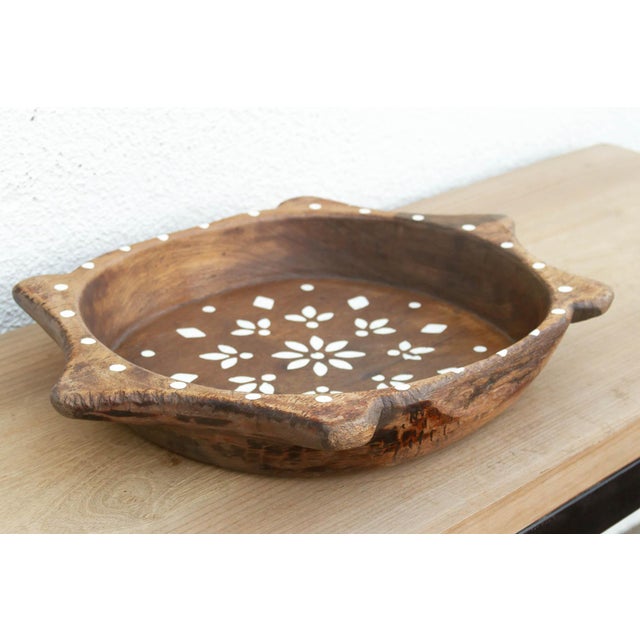 Traditional Vintage "Tikuli" Style Wood Bowl For Sale - Image 3 of 6