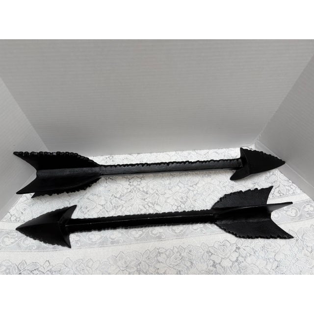 1990s Large Rugged Black Metal Arrow Wall Decor-Set of Two For Sale - Image 5 of 10