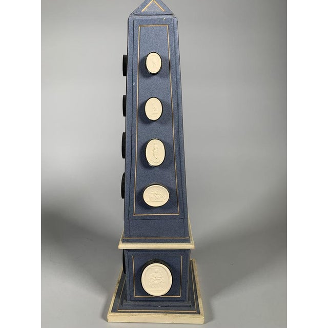 Blue Antique Obelisks with Cameos, 1790, Set of 2 For Sale - Image 8 of 13