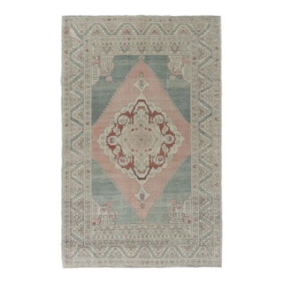 Vintage Turkish Oushak Area Rug 5ft 2in X 8ft 2in For Sale