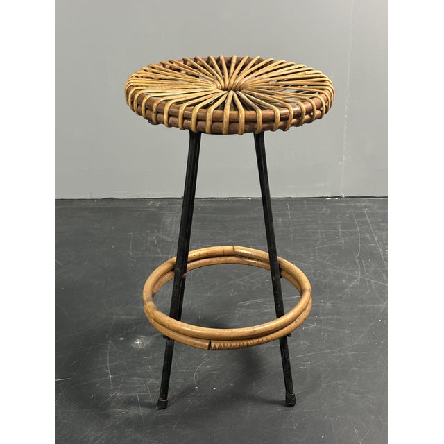 Wood Mid-Century Dutch Rattan Bamboo Bar Stools by Dirk Van Sliedrecht for Rohé Noordwolde, 1950s For Sale - Image 7 of 18