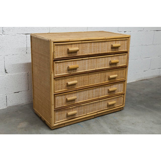 Vintage Rattan Chest of Drawers, 1970 For Sale - Image 3 of 17