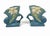 Roseville Pottery Pair of 1940s Roseville Clematis 193-6 Blue Cornucopia Vases For Sale - Image 4 of 6
