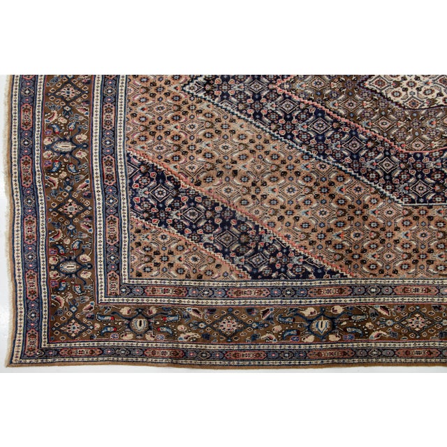 Textile Ligh Brown 1960s Mashad Designed Wool Rug With Allover Pattern For Sale - Image 7 of 10