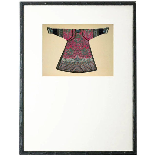 Dark Pink oriental robe with mat in Bamboo Frame