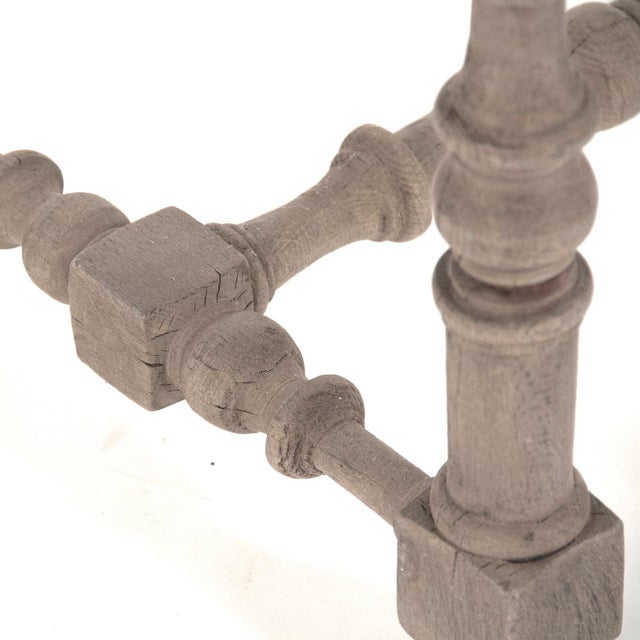 Audrey Bobbin Leg Stool - Sage Linen / Natural Oak Frame For Sale - Image 4 of 5