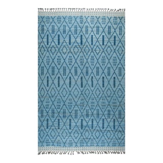 12x15 Stylish Marrakech Blue Tribal Geometric Modern HandKnotted Wool Carpet Rug For Sale