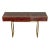 Wooden console covered in red marbled glass. Gold chromed tubular structure, brass profiles. Two push-pull drawers...