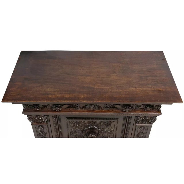 Early 20th Century Early 1900s, Antique, Italian Renaiss. Revival, Carved, Walnut, Fall-Front, Cabinet For Sale - Image 5 of 6