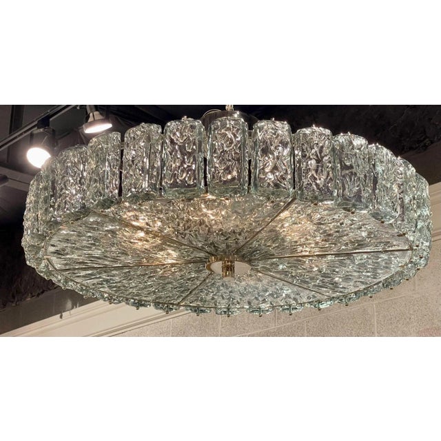 Modern Murano Glass Fontana Green Ice Block Disc Chandelier For Sale - Image 9 of 9
