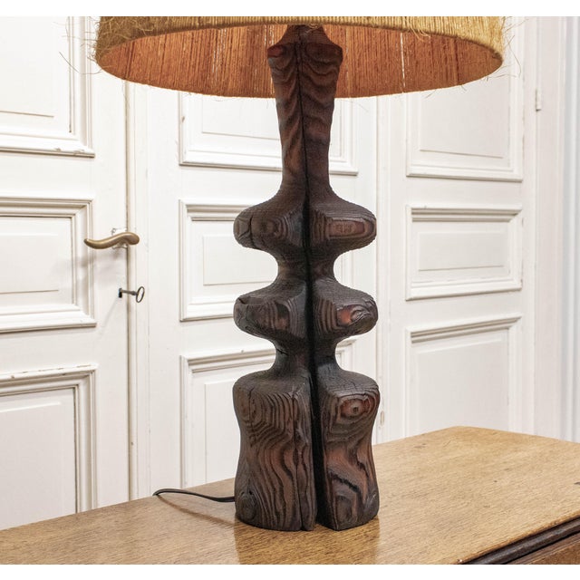 Brutalist Driftwood Table Lamp with Jute-Twine Shade, Denmark, 1960s For Sale - Image 10 of 11