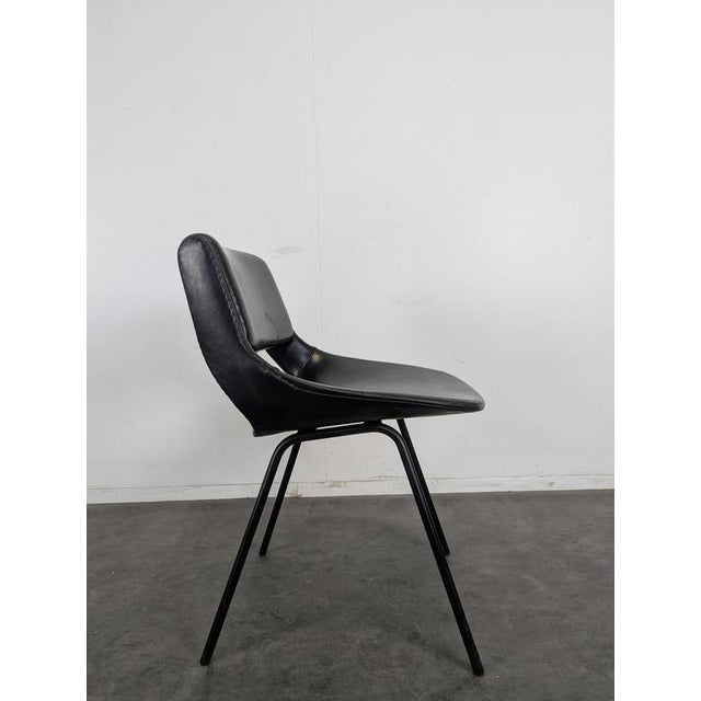 Modern Chair in Black Imitation Leather by Louis Paolozzi for Zol, 1950s For Sale - Image 3 of 8