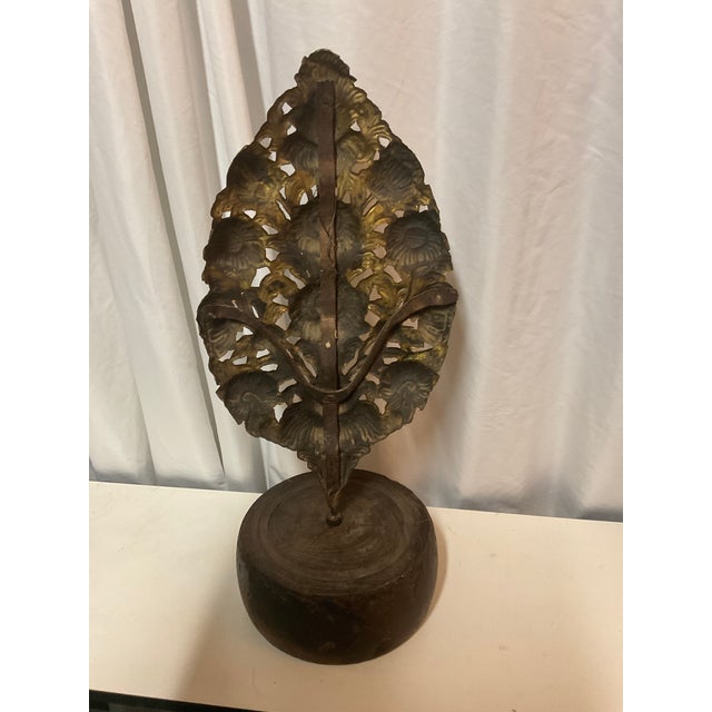Brass French Sconce Cast Brass Decorative Piece on a Circular Base For Sale - Image 8 of 8