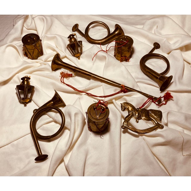 Vintage Collection of Holiday Brass Musical Instruments Ornaments Decorations For Sale In Dallas - Image 6 of 8