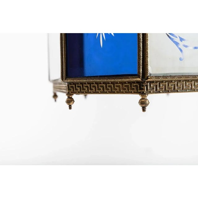 Red 19th Century English Oversized Etched Glass Lantern Shade For Sale - Image 8 of 9